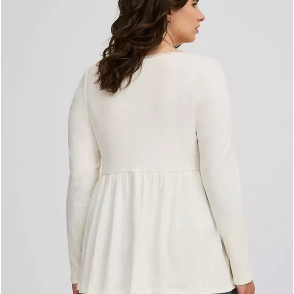 Torrid White Peplum Long Sleeve Blouse - Picture 3 of 5